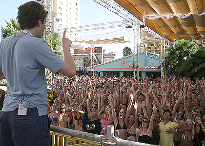 Greg James, Judge Jules and Dave Pearce spend the day at BCM in Magaluf
