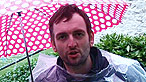 Maggot under an umbrella