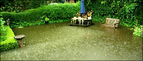Flooding in a Woolhampton garden by Jenny Campbell