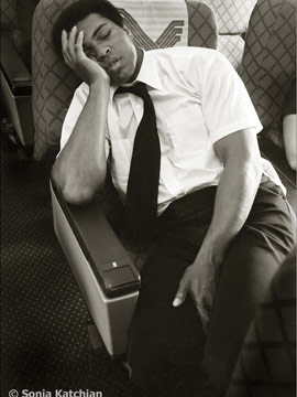 Ali asleep on a plane.Photo courtesy of Sonia Katchian.