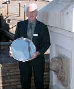 Bud Shields in Sutton On Sea with his plaque.