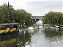 The river embankment in Peterborough