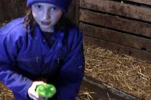 Emma  has to help out feeding the new-born lambs...