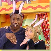 Picture of CBeebies Presenters wearing bunny ears