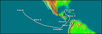 Leg 2 consists of 3 races the first Havana, Cuba to Panama, the second Panama to Galapagos, the third Galapagos to Hawaii