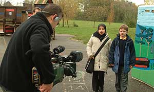 Newsround filming at a local school asking children what it means to be a Muslim in the UK today 