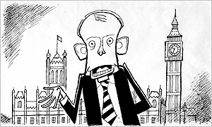 Caricature of Andrew Marr, BBC Political Editor, as featured in the BBC News trails for BBC General Election coverage