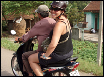 Nay on a motorbike