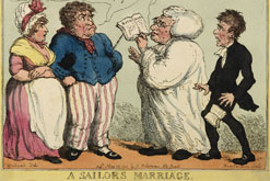 'A Sailor’s Marriage', by George M. Woodward (artist), Thomas Rowlandson (engraver) and Rudolph Ackermann (publisher), 25 May 1805. NMM Repro. ID PW3853