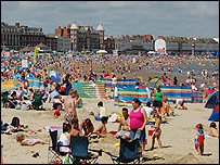 Weymouth Beach on a summer's day.