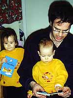 Tom with Katya (left) and Tonya