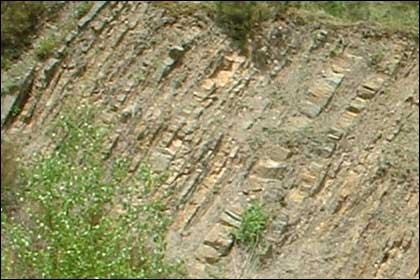 Rock strata at Gullet quarry