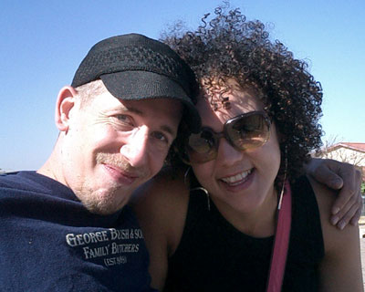 Jenna and Skitz outside the Hector Peterson Memorial Museum