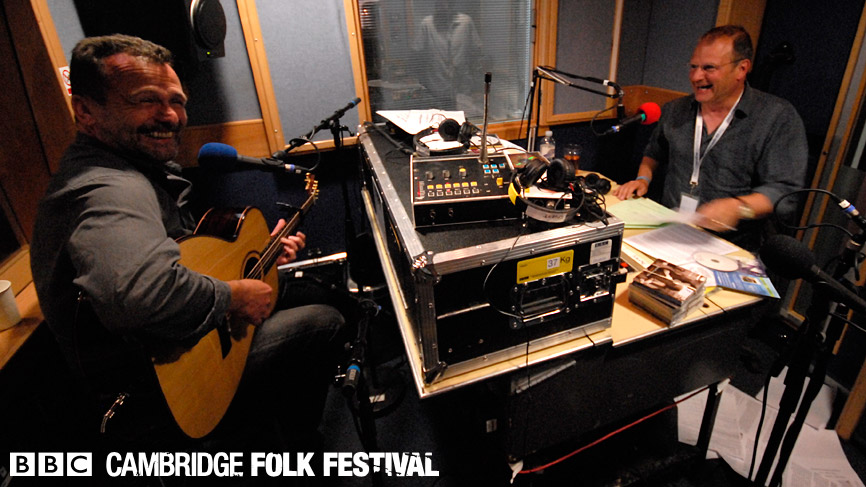 Mark and Martin Simpson on air at the Cambridge Folk Festival.