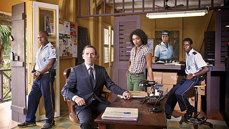 L-R: Dwayne Myers (Danny John-Jules), DI Richard Poole (Ben Miller), Camille Bordey (Sara Martins), Lily Thomson (Lenora Critchlow), Fidel Best (Gary Carr). © Red Planet: photographer Amelia Troubridge