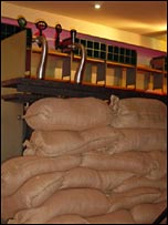 The sandbagged bar in Canteena