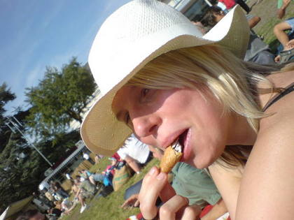 Lucy enjoying an ice cream