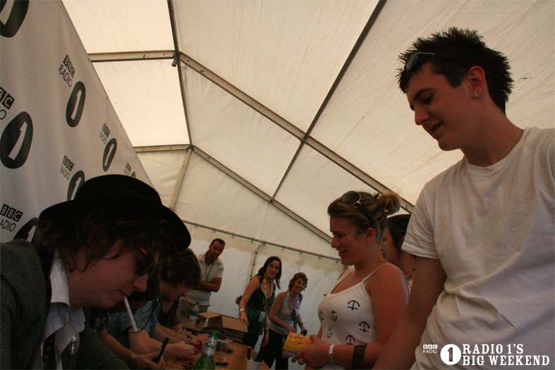 The Kooks in the signing tent