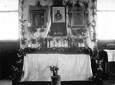 Altar set up in prisoners' chapel in Ballykinlar - - taken with Ballykinlar camera