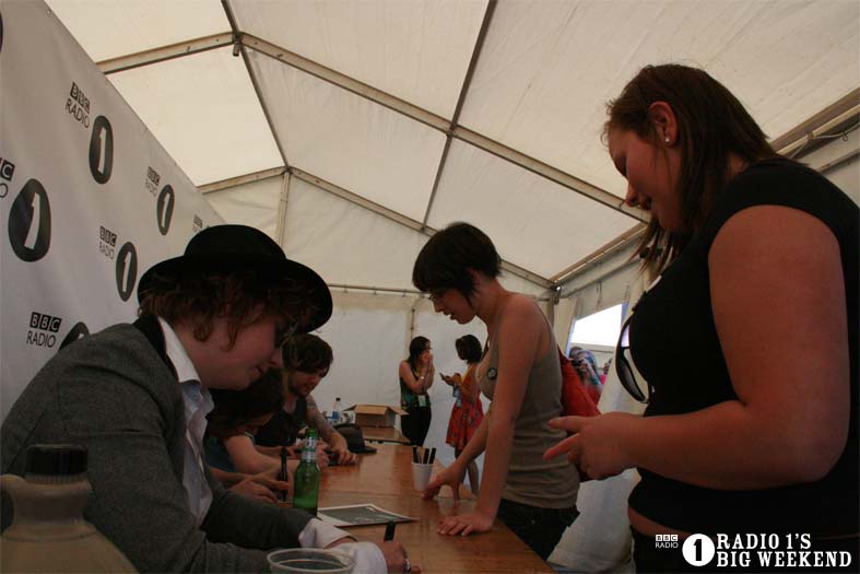 The Kooks in the signing tent