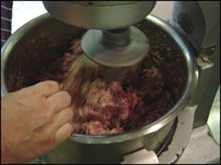 meat in a mixer