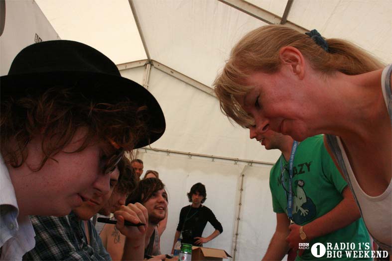 The Kooks in the signing tent