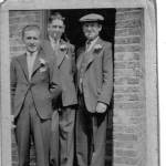 This is a photograph of my father, Robert Beesley, with two of his friends, Jimmy Ashley and Reg Danerhue.  It was taken at my home at West Road,Mortlake in Surrey at my sister's wedding in August 1939,before the Second World War.