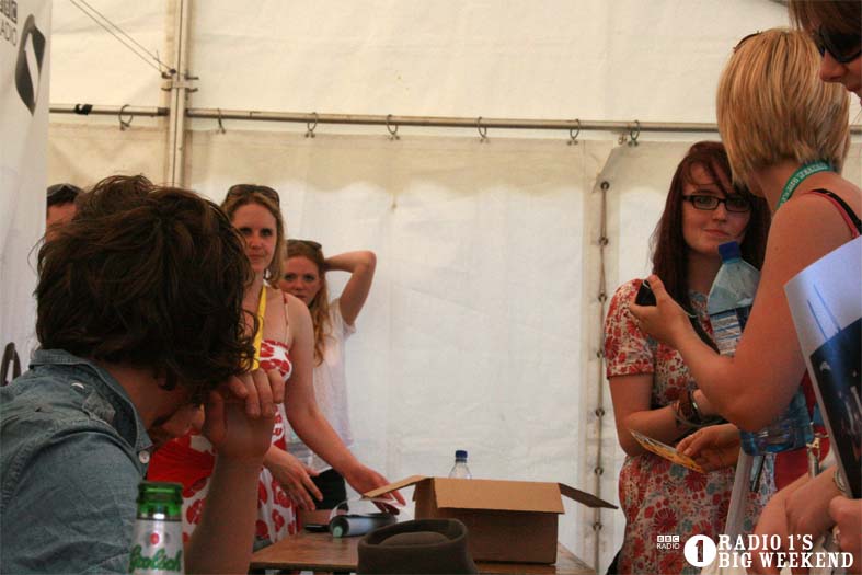 The Kooks in the signing tent