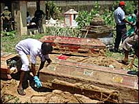 Murdered workers bodies being exhumed