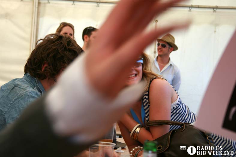 The Kooks in the signing tent