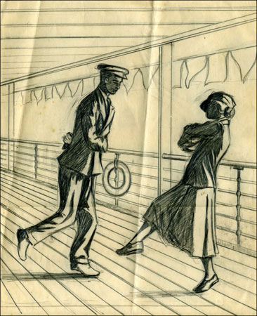 Drawing of people doing the hornpipe