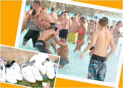 Scott Mills and Westwood at the pool party