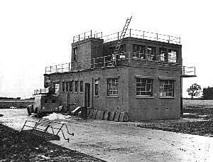 The control tower at Langford Lodge during its construction