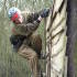 Matt Fincham climbing down a wall