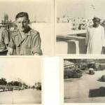 Left, with Paddy O'Ryan on the roof of the flat.  Khalil who looked after us.   The train had evacuated British families from Palestine (Israel).  MFO Depot, note wire cages on trucks to stop theft.