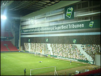 The fake stand inside FC Copenhagen's stadium
