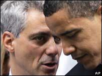 O presidente eleito dos EUA, Barack Obama, e o deputado Rahm Emanuel