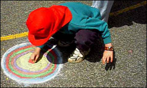 Boy drawing.