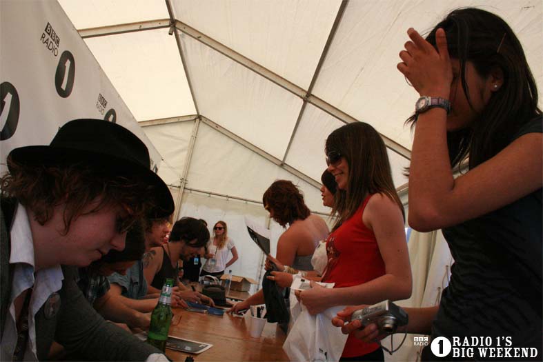 The Kooks in the signing tent