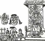 Image of Henry VIII flanked by bishops in the House of Peers