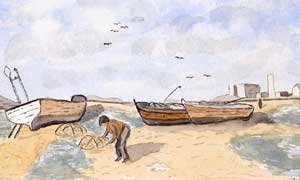 A beach scene.