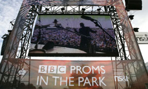The BBC outside broadcast screen at BBC Proms In The Park 2006, Hyde Park, London
