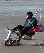 Picture: Kieron on his buggy