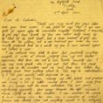 ref: 2260/10 Letter from Sub Lieutenant J V Evans to A E Cockerton (owner of the Westminster Hotel) ref: 2260/10 Letter from Sub Lieutenant J V Evans to A E Cockerton (owner of the Westminster Hotel)