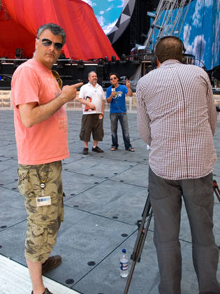 Director Will Kinderberg points out Chris and Dave doing what in the world of TV is known as a 'piece to camera'.