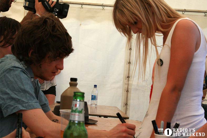 The Kooks in the signing tent