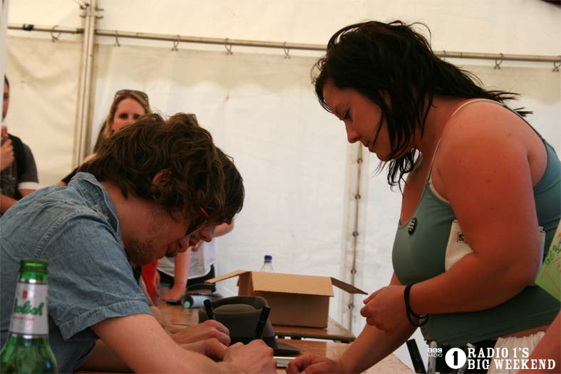 The Kooks in the signing tent