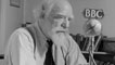 Augustus John photographed in 1949, broadcasting for the BBC