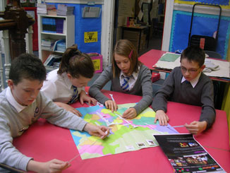One of the groups of students doing user testing.