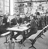 Image of soldiers sitting in their barracks, 1896